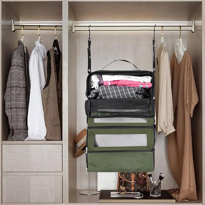 Olosar Suitcase Organizer, Travel Luggage Organizer Portable Hanging Travel Shelves Collapsible Hanging Packing Cubes for Carry on Suitcase - Image 7