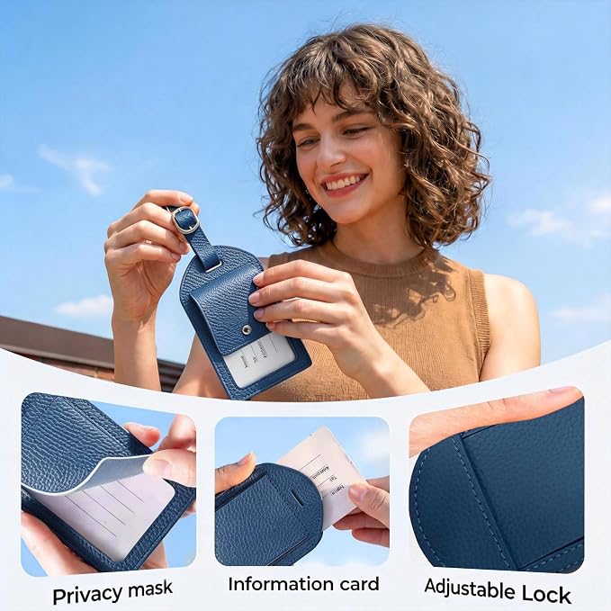 MiLi Leather Golf Design Luggage Tracker Tag for iOS & Android | Works with Apple Find My & Google Find Hub, Bluetooth Locator for Golf Clubs, Travel Bags, Premium Golf Gift, Blue - Image 3