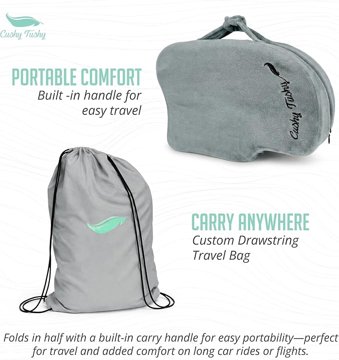 Premium Slim Foldable Travel Seat Cushion - for Relief of Lower Back, Sciatic, Butt and Tailbone Pain - for Home & Office Use, Perfect for Travel or Driving - Slim Coccyx Seat Cushion - Image 10