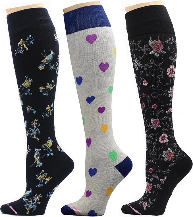 Dr. Motion 3 Pairs Therapeutic Graduated Compression Women's Knee-hi Socks by Dr.+Motion