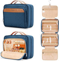 Travel Hanging Toiletry Bag for Women, with Jewelry Organizer Compartment, Medium Waterproof Hanging Makeup Accessories, Cosmetic Essentials, Toiletries Dopp Kit Set with Trolley Belt, Navy Blue by COOSKY
