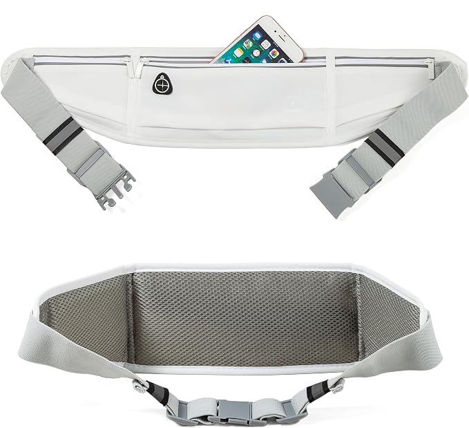 Running Belt Slim Fanny Pack Jogging Pouch Phone Holder Waist Pack - White - Image 6