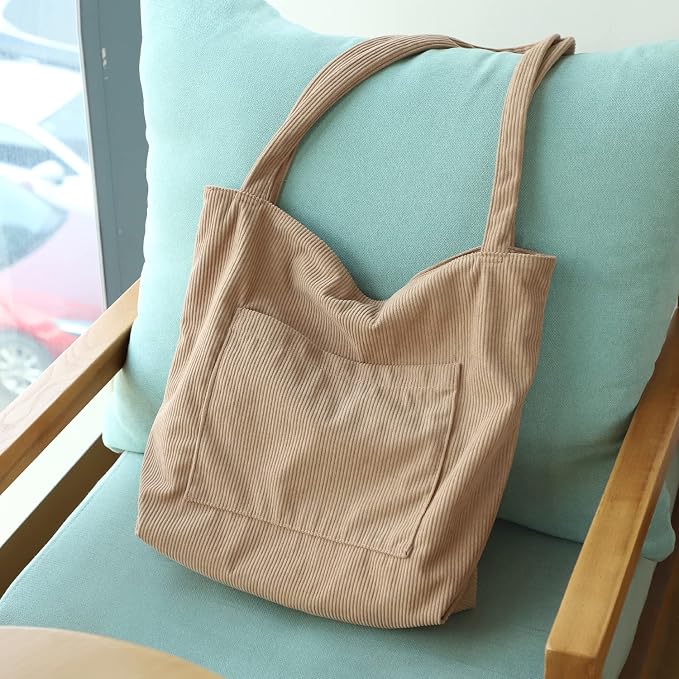 WantGor Women Corduroy Tote Bag, Large Shoulder Hobo Bags Casual Handbags | Big Capacity Shopping Work Bag - Image 7