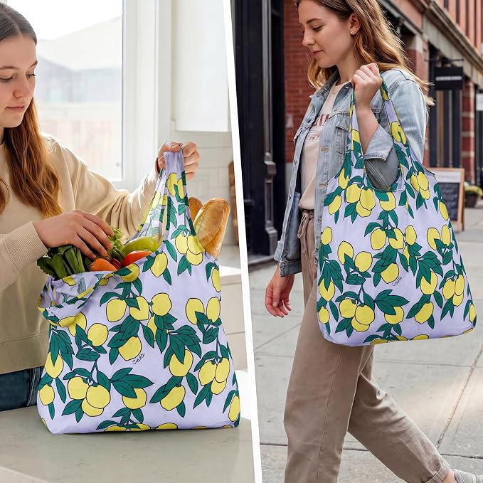 Stelle Lightweight Reusable Grocery Bag with Handles Ripstop Nylon Foldable Tote Shopping Bags for Travel and Groceries - Image 2