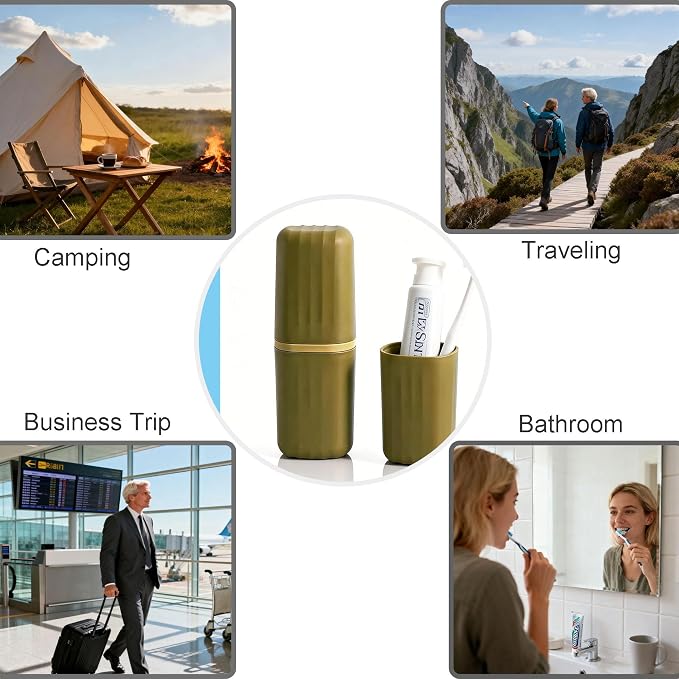 Portable Travel Toothbrush Holder: 2-in-1 Dustproof Toothbrush Travel Case with Rinse Cup, Travel Toothbrush & Toothpaste Containers for Camping, Hiking, School, Business Trip - Image 5