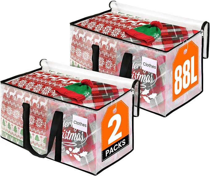 RoomHacks Moving Bags, Heavy Duty Large Storage Bags, 88L, 2 Pack, Clear | Water-Resistant Packing Bags with Reinforced Handles & Dual Zippers, Foldable Storage Totes for Dorm Move & Home Organization by RoomHacks