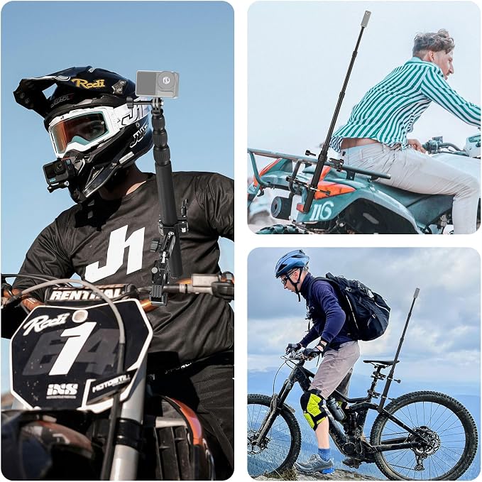 NEEWER Motorcycle Camera Mount Kit, Bicycle Handlebar Invisible Selfie Stick with Dual Ball Heads, Super Clamps, Action Camera Adapter Compatible with GoPro Insta360 DJI AKASO Action Cameras, GP-30 - Image 7
