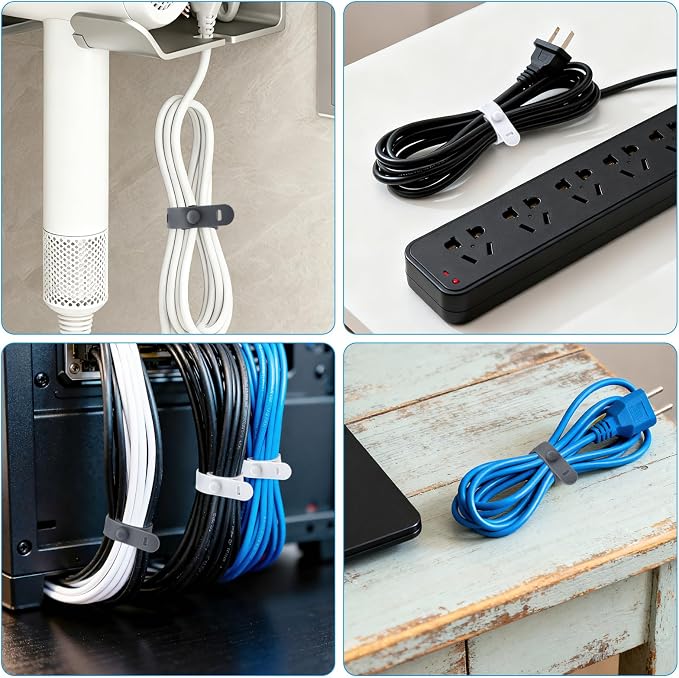 30 Pcs Silicone Cable Ties, Cord Organizer Ties, Cord Ties Reusable, Cord Wrap Cable Organizer 5Inch Cable Management (6 Color) Cbfoeyk - Image 4