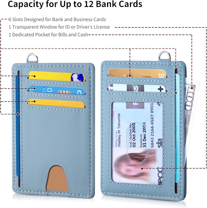 Mayski Slim Wallet, Credit Card Holder for Women, Minimalist Front Pocket RFID Blocking Card Cases, Small Wallet Women Men(MF Blue) - Image 6