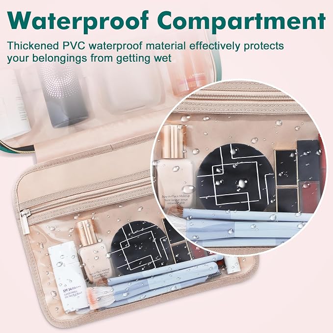 Toiletry Bag for Women, Large Cosmetic Travel Bag, Hanging Toiletry Bag for Bathroom, Thickened PVC Waterproof Travel Makeup Bag, Toiletries Bag for Travel Business Trips and Camping - Image 3