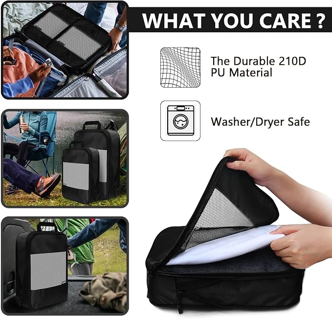 Compression Packing Cubes for Suitcases,5 Set Travel Essentials, Lightweight Luggage Organizer Bags, Travel Cubes for Carry on - Image 7