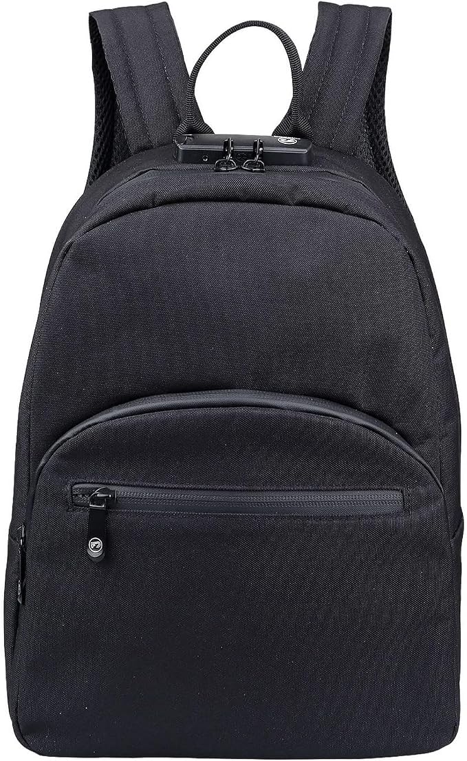 FIREDOG Mini Smell Proof Backpack with Lock for Men Women, Smell Proof Bookbag for Travel (Black) by FIREDOG