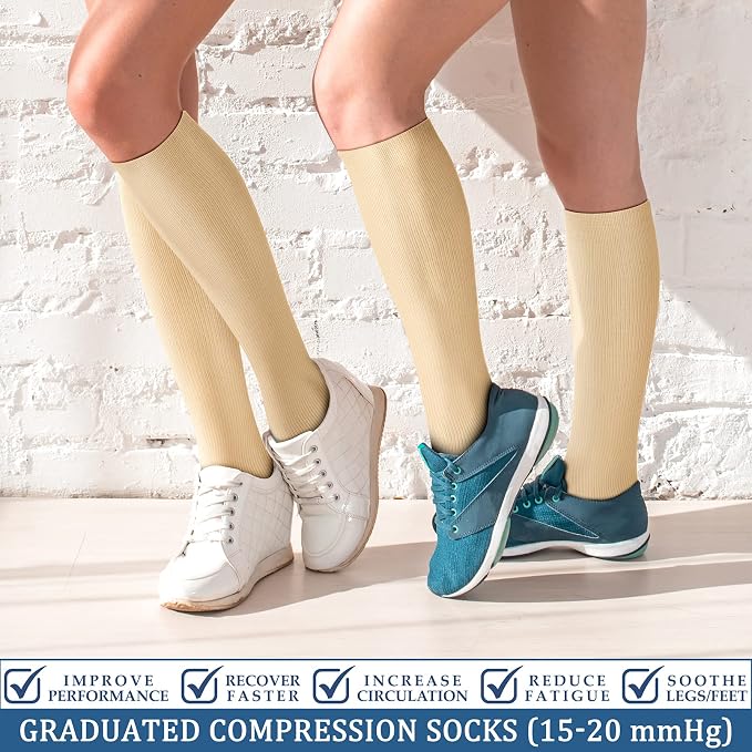 FEYHAY Copper Compression Socks (3 Pairs) 15-20 mmHg Circulation is Best Athletic & Daily for Men & Women, Running, Climbing - Image 2
