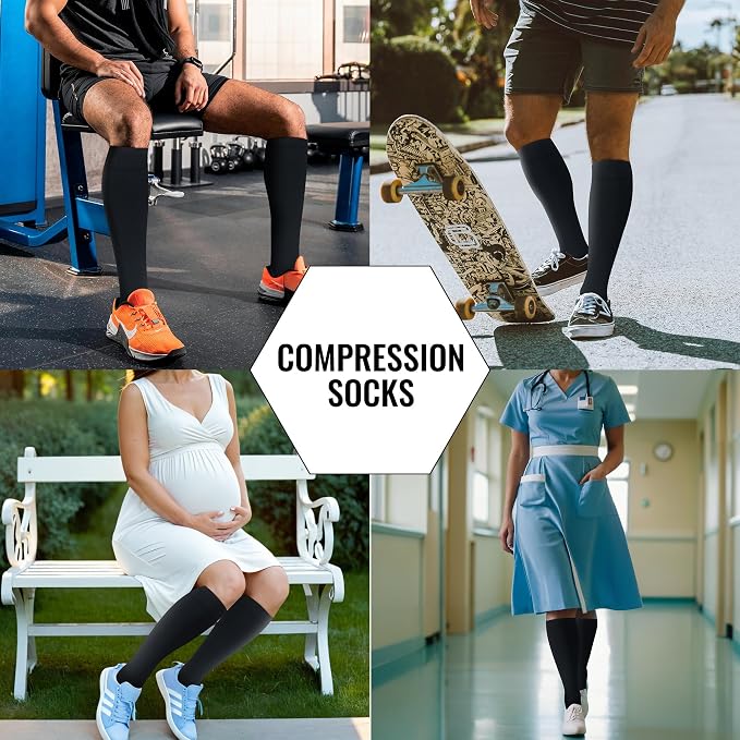 hello momoya Compression Socks for Women Men Circulation Knee High 8 Pairs for Nurses, Running, Travel, Athletic - Image 6
