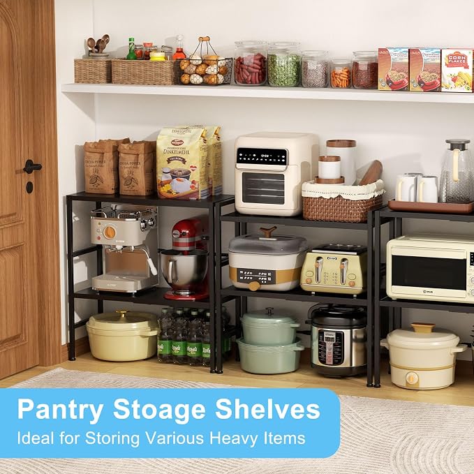 2-Tier Expandable Metal Storage Shelves, 150LBS Heavy Duty Shelving Units and Storage,Adjustable Utility Organization and Storage Shelf Rack For Kitchen Garage Laundry Bathroom Pantry Warehouse - Image 6