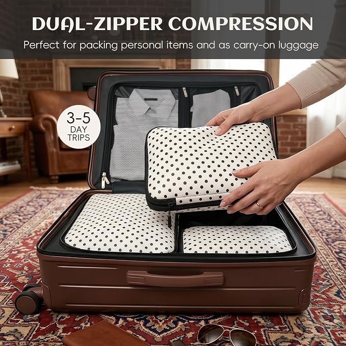 4 Set Compression Packing Cubes for Travel Essentials,Compressible Expandable Packing Cubes for Suitcase, Luggage Organizer Bags for Travel - Image 6