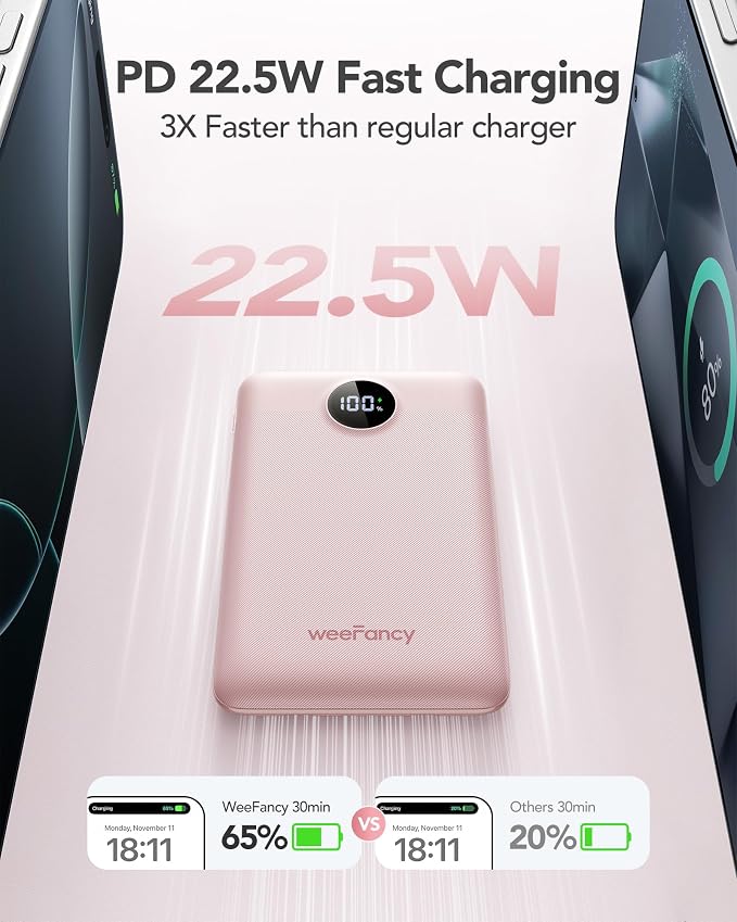 Mini Portable Charger with Built-in Cables 22.5W Fast Charging Power Bank USB-C Small Battery Pack 10000mAh Travel Essential Slim Battery for iPhone 17/16/15/14, Samsung 25/24, and More | with Built-in Cables Power Bank,USB-C Small Battery Pack Travel ... - Image 8