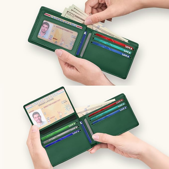 Tipmile Wallet for Men Slim RFID Blocking Credit Card Holder, Minimalist Men Wallets 12 Cards with 2 ID Windows & Cash Slot, Bifold Front Pocket Wallet Gifts for Men - Image 8