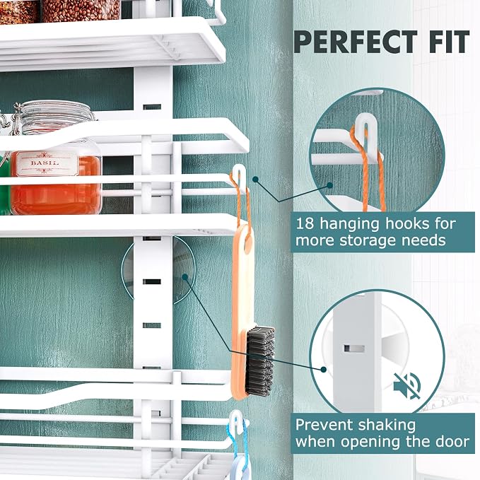 Eastherry Over The Door Pantry Organizer，9-Tier Over The Door Organizer with Adjustable Basket，Metal Hanging Pantry Organizers and Storage for Kitchen, Back of Door Seasoning Rack - Image 6