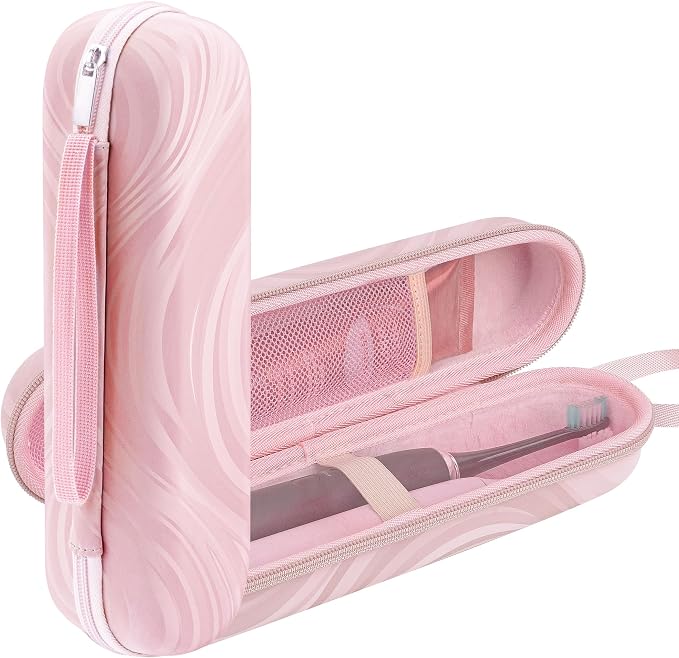 Dual Electric Toothbrush Case, Portable Bag for Travelling, Large Toothbrush Case Holder Compatible with AquaSonic, Sumkyle, Oral-B iO Series, Philips Sonicare (Pink) by TOCCOOL