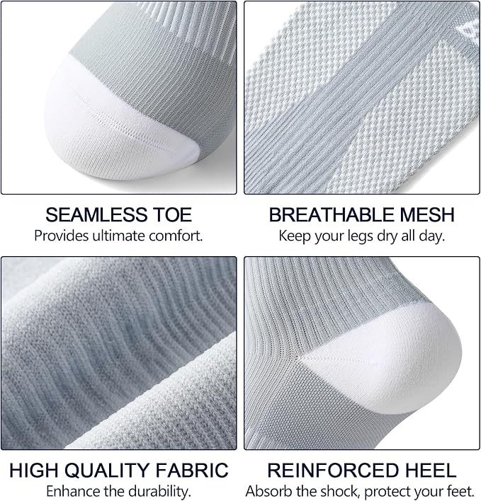 Bevigorio Compression Socks for Women Men 15-20mmHg Circulation Cushion Knee High Support Socks Athletic Daily - Image 3