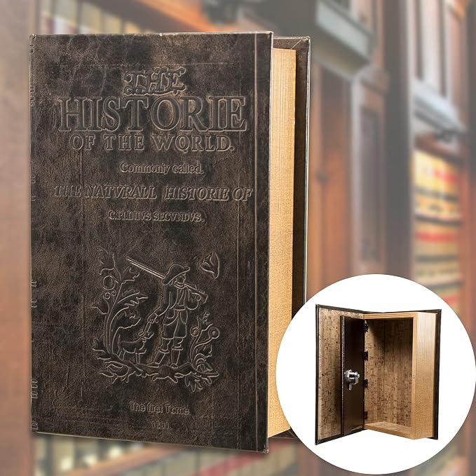 Barska Antique Book Lock Box with Key Lock | Steel safe with magnetic closure and key lock for passports, jewelry and cash - Image 7