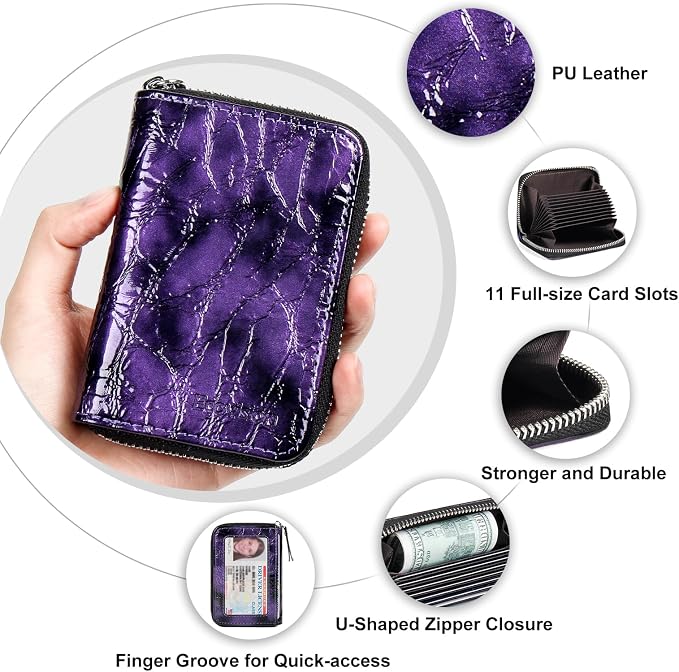 Credit Card Wallet, RFID Card Case Wallet, Zipper Card Cases Holder for Men Women, RFID Blocking, KeyChain Wallet, Compact Size Card Organizer Case for Women - Image 5