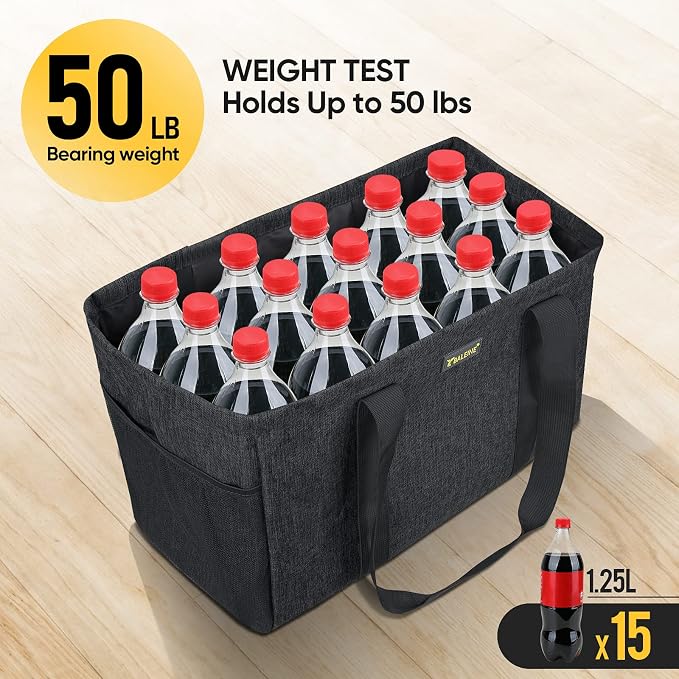 BALEINE Soft 9 Gallon Extra Large Utility Tote, Foldable Reusable Storage Bag (Charcoal Black) - Image 7