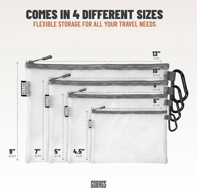 Air Production Multi-Size Clear Zipper Pouch (4-Pack) – Cable Organizer & Travel Gear Bag for Electronics, Camera Accessories, Tool Pouch & Small Tech Storage (Gun Gray) - Image 2