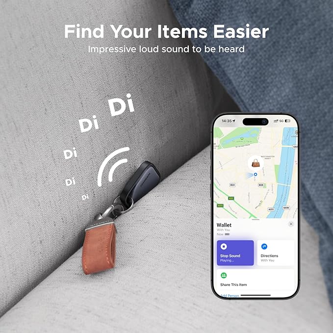 UGREEN FineTrack Air Tracker Tags(iOS Only) | 2-Year Replaceable Battery Bluetooth Tracker Compatible with Apple Find My, Item Finder for Keys, Luggage, Wallet - Image 4