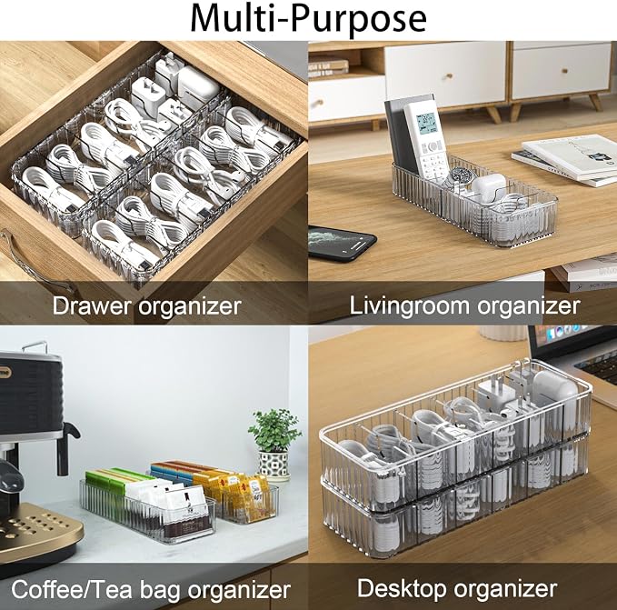 Cable Storage Boxes Organizers 2 Pack,Cord Charger Case with 20pcs Ties | Cable Storage Organizer,Cable Organizers Box,Cable Storage Box, Cord Organizers Box,Cord Charger Case Organizer,Stackable - Image 7