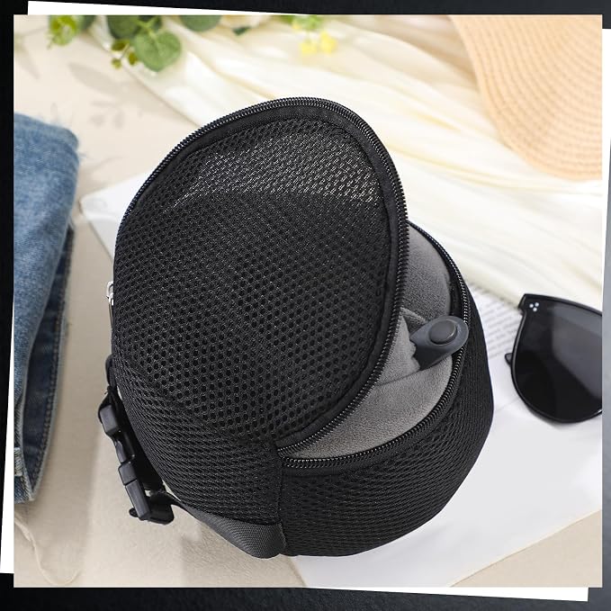 Shinylin 1 Pack Black Neck Pillow Travel Case Compact Carrying Case Bag for Airplane Train Journey Quick Release Clasp Attaches to Luggage (Pillow Not Included) - Image 7