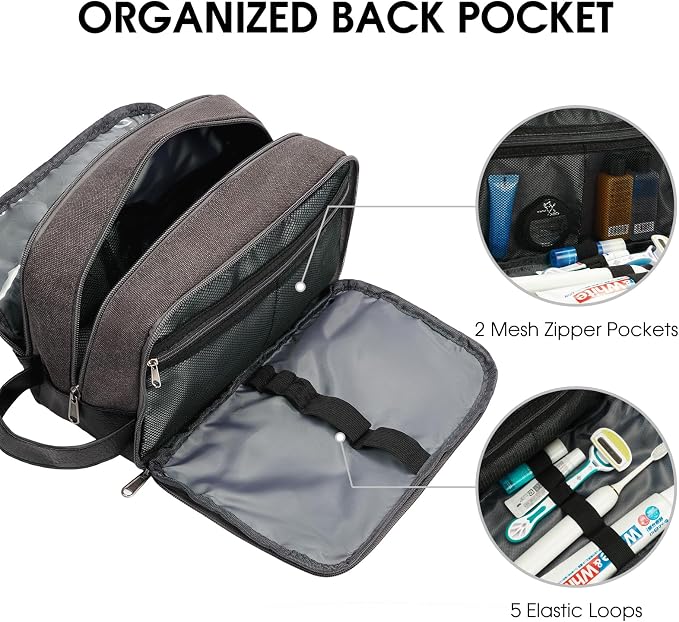 WANDF Travel Toiletry Bag for Men, Canvas Shaving Dopp Kit | Wet Separation, Water-Resistant Fabric, Travel Bag for Toiletries, Shaving Accessories, Weekend Trips - Image 4
