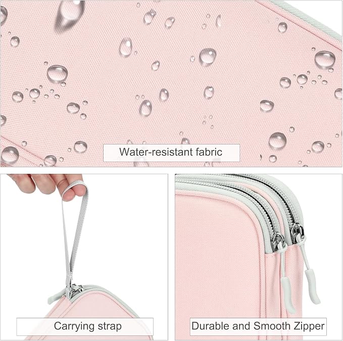 FYY Electronic Organizer, Travel Tech Pouch Bag, Medium, Light Pink | Wrist Strap, Waterproof, Double Layers Portable Electronics Travel Carrying Case for Cord, Charger, Daily Business Trips Use - Image 4