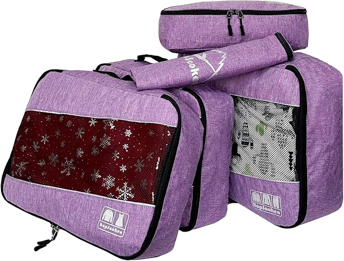 5 Set Packing Cubes for Travel Large Suitcase Luggage Organizer Bags Travel Accessories Vacation 4 Cubes 1 Laundry Pouch Bag - Image 2