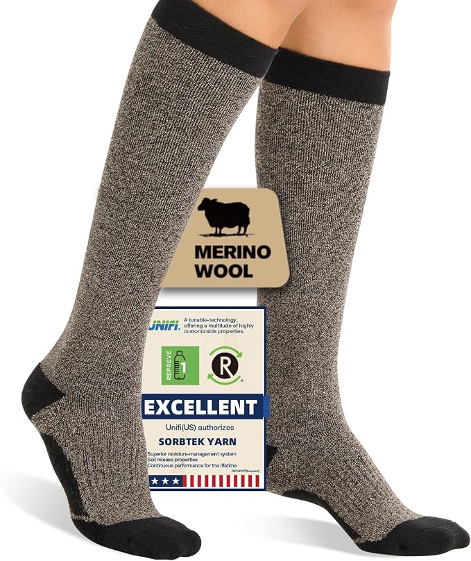 Merino Wool Compression Socks for Women Men 15-20 mmHg for flying | Soft & Breathable for Travel, Running by Unknown