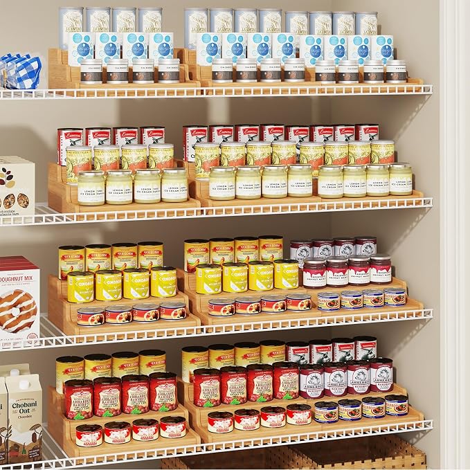 Expandable Bamboo Can Rack Organizer for Pantry, 3-Tier Adjustable Can Storage Holder, Soda Organizer Holds Up to 24 Cans, Canned goods Storage Display for Pantry, Cabinet, Countertop (patent pending) - Image 2