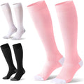 3 Pairs Easy On/Off Compression Socks - 15-20 mmHg Moderate Support Socks with Cushioned Sole and Seamless Toe by Bbfrey
