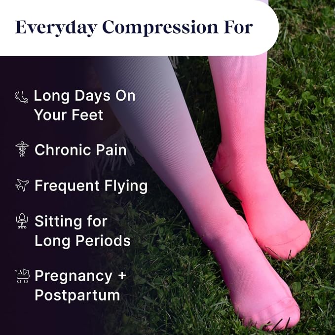 Nylon Knee High Socks - 15-20mmHg Graduated Compression Socks - Soft & Breathable Support Unisex Socks - Image 5
