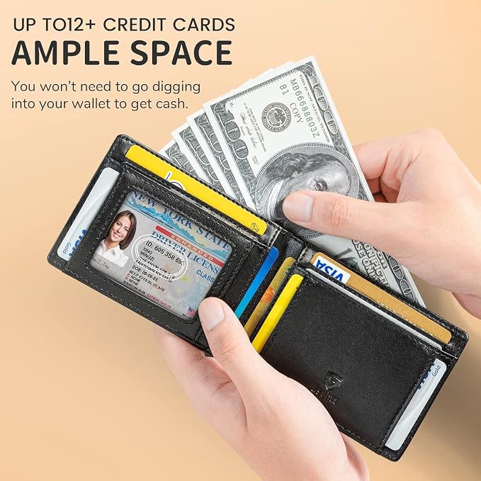 GSOIAX Slim Wallet for Men RFID Blocking Bifold Wallet Carbon Fiber Front Pocket Wallet with 11 Card Holder Minimalist Mens Wallet with Gift Box (Black-1) - Image 6