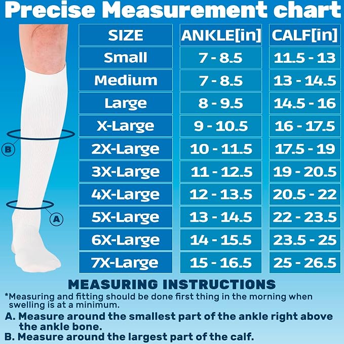 ABSOLUTE SUPPORT Cotton Knee High Compression Hose 20-30mmHg | Made in USA opaque dress socks, men & women, for varicose veins, circulation, swelling, pregnancy, leg pain, travel, A105 - Image 2