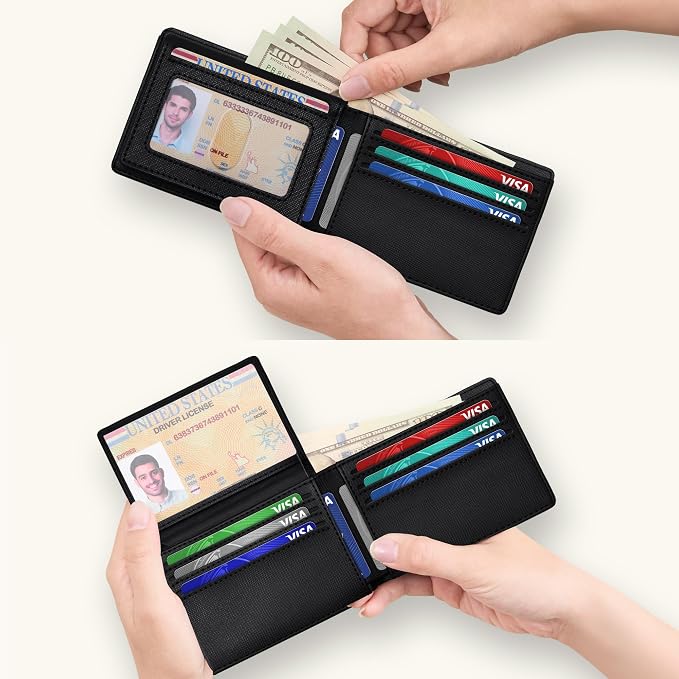 Tipmile Wallet for Men Slim RFID Blocking Credit Card Holder, Minimalist Men Wallets 12 Cards with 2 ID Windows & Cash Slot, Bifold Front Pocket Wallet Gifts for Men - Image 2