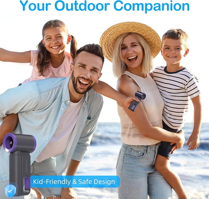 CIVPOWER Portable Mini Fan Handheld: Personal Travel Fan USB Rechargeable - 100 Speed Turbo Fan with LED Display - Pocket Size 8H Max Runtime, Outdoor Sport Hiking Concert Gift for Women Men, Purple - Image 7