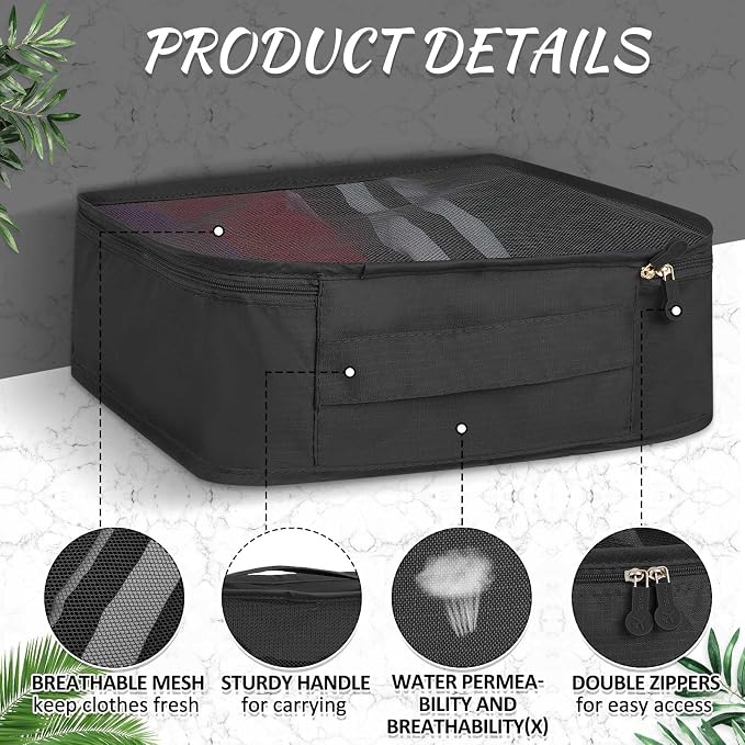 Silkfly 12 Pcs Packing Cubes for Suitcase Travel Luggage Bags Bulk Mesh Organizer Set for Hiking Camping Backpacking Clothes Accessories (Black,XL, L, M Size) - Image 3