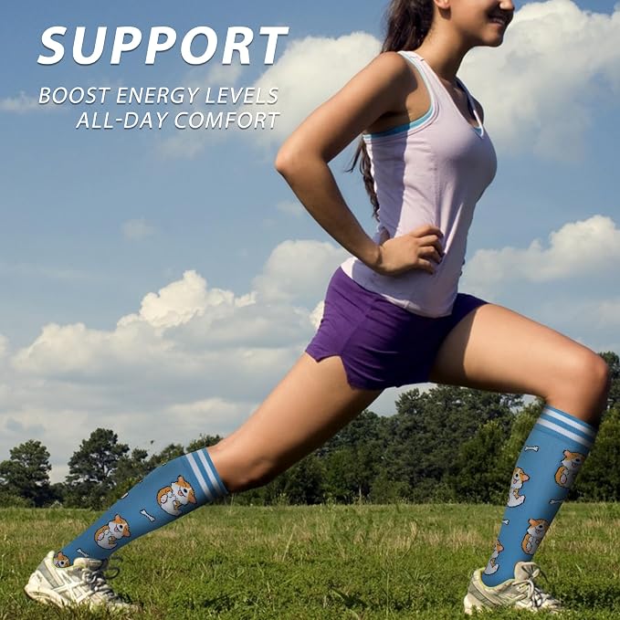 fenglaoda Compression Socks Women Men 6 Pairs, Knee High Best Support Circulation Socks for Running, Travel, Flight, Nurse - Image 5