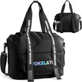 Sport Gym Bag for Women, Carry on Tote Personal Item Bag with Shoes Compartment, Travel Duffle Bag for Girl, Lightweight Overnight Luggage Bag for Travel, Airplanes, Sports - Black by Vokelater