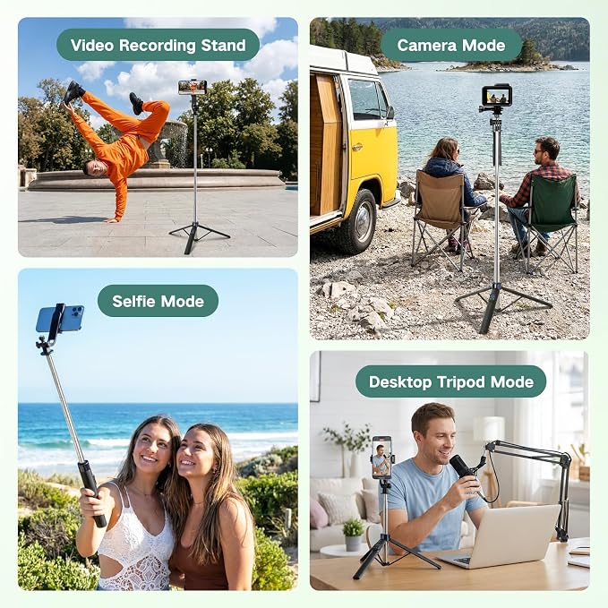 70 Inch Selfie Stick Tripod for iPhone with Remote,Extendable Selfie Stick for iPhone,Portable Travel Phone Tripod for Video Recording Live Streaming - Image 5