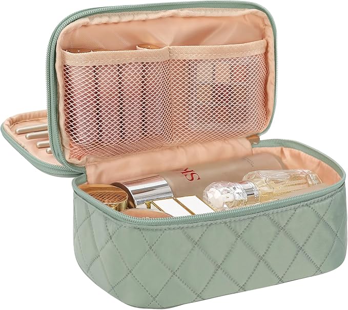 Relavel Small Makeup Bag, Travel Cosmetic Bag Make Up Pouch, Green | Small Makeup Organizer Bag for Women, Waterproof Handbag Toiletry Bag Essentials for Daily Use by Relavel