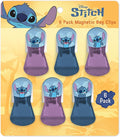 Disney Stitch Magnetic Chip Clips, Set of 6 | Airtight food storage bag clips for snack, cereal, and coffee bags, great for pantry and fridge, magnet displays kids artwork by BestBrands