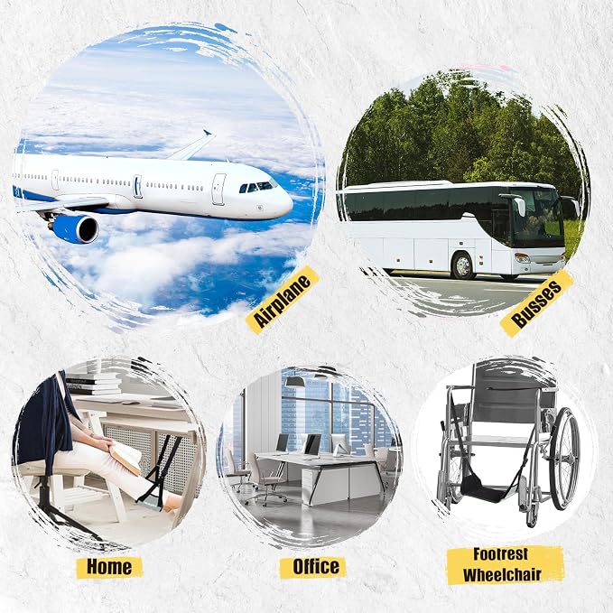 2-Pack Foot Hammock Plane Travel, No Collapse Thickened Bamboo Foot Rest | Portable Airplane Foot Sling Wing with Thickened Foam & Carry Bag, Long-Flight Travel Essential Designed to Relax Your Feet - Image 6